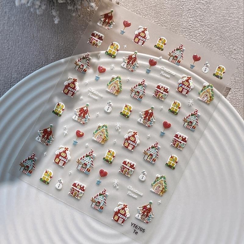 Cute Christmas Snowman Christmas Tree Santa Claus Nail Stickers Kawaii Art Stickers Diy New Year Accessories Manicure Decals