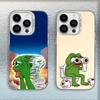 Смешной чехол для телефона с лягушонком P-Pepe для iPhone 16,15,14,13,12,11,Mini,Pro,MAX Белый Матовый Ударопрочный Чехол