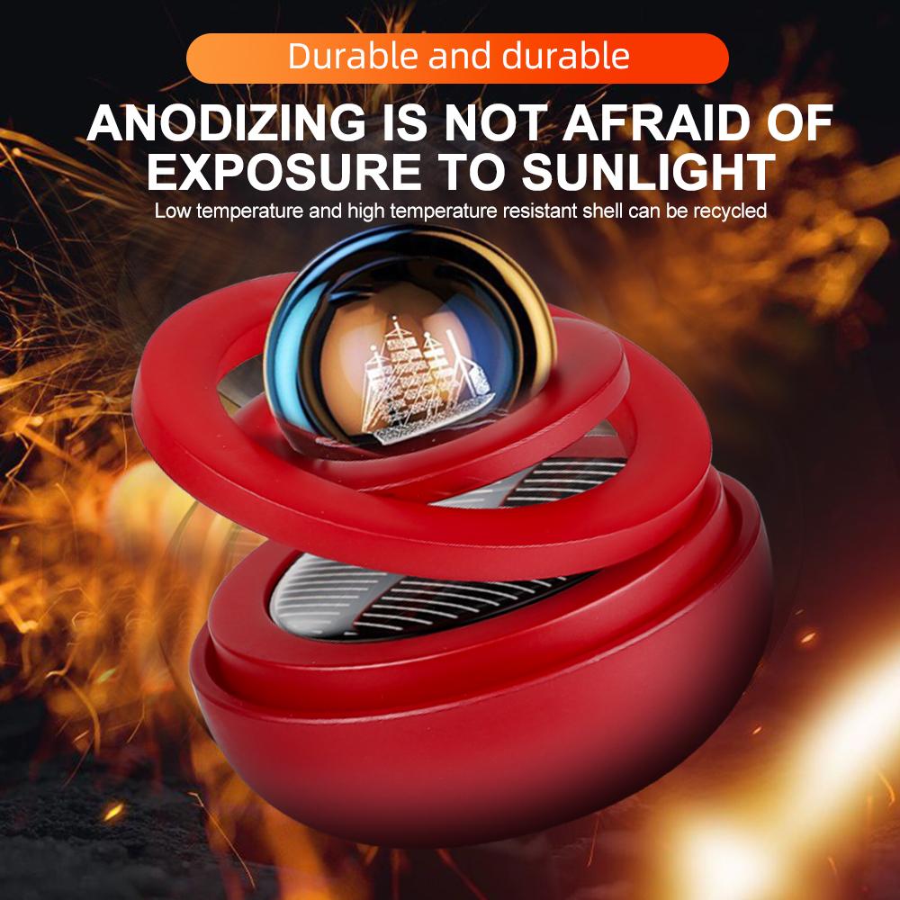 Solar Car Air Freshener Double Rings Rotary Suspension Rotating Aromatherapy Diffuser Dashboard Perfume Fragrance Auto Ornament