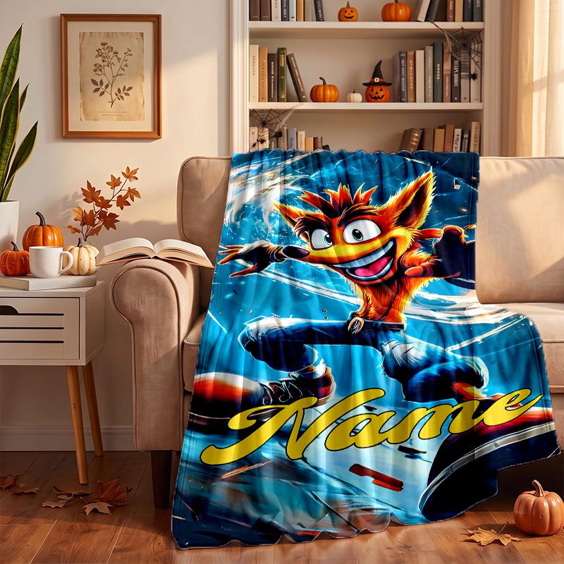 Crash Bandicoot Custom Flannel Blankets Soft Warm Cozy Throws for Home Decor Holiday Gifts