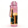 1PC Beer Bottle Glass Vintage Print 750ml Color Plastic Sports Water Bottle Leakproof Flip Straw Lid Suitable for Sports Office Home Use