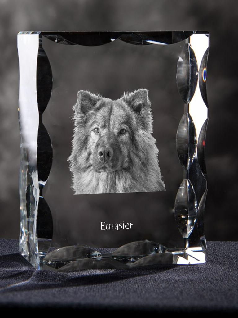 Eurasian, Eurasier - crystal with a picture of a dog, glass statuette with a picture, unique frame with a picture from Art-Dog brand