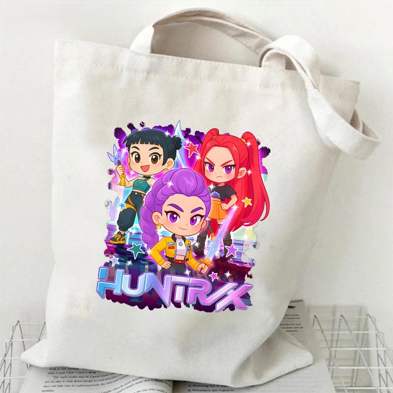 Сумка-тоут из парусины с принтом KPOP Korean Witch Hunter Group, одноплечевая, ручная, для покупок