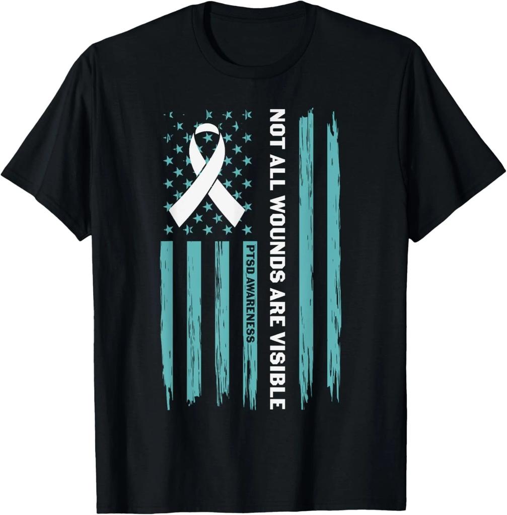 Not All Wounds Are Visible PTSD Awareness US Flag T-Shirt