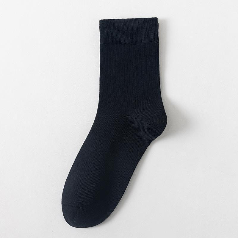 Хлопковые мужские носки из чистого хлопка на весну и осень, мужские хлопковые носки средней длины, деловые, антизапах, влагоотводящие, антибактериальные, однотонные