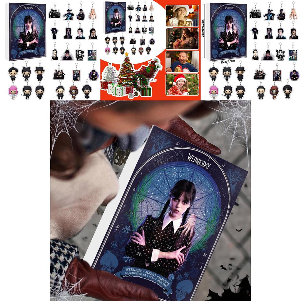 Wednesday Advent Calendar Christmas Countdown With Acrylic Keychains For Gift Giving