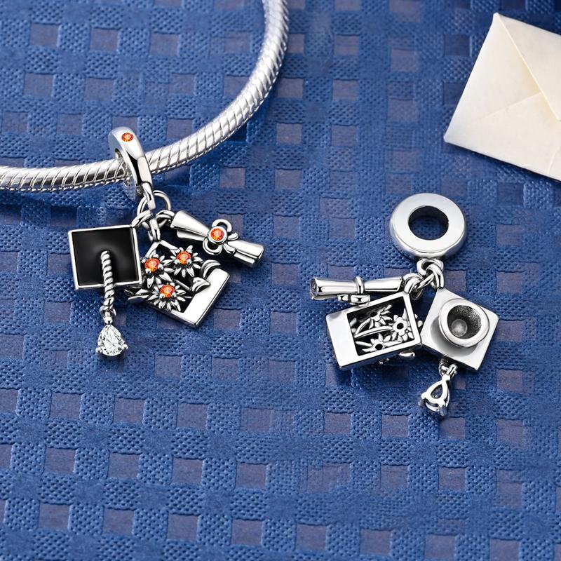 Original Family Boy Girl Charm Beads 925 Silver Clover Heart Blue Palm Luminous Pink Charms Fit Bracelet DIY Jewelry Woman Gifts