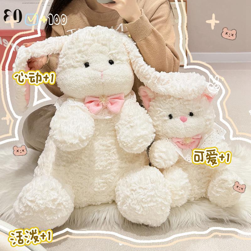 Little Girl Sleeping In Bed Bunny Plush Doll Cute Dog Cat Soothing Pillow Girl Gift