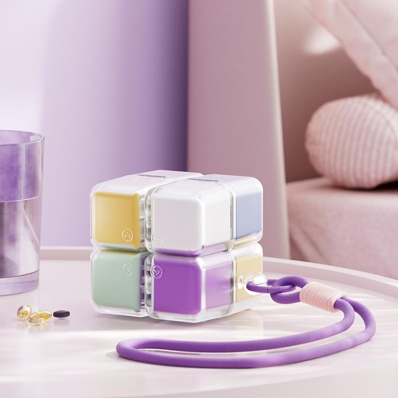 Коробка для таблеток Magic Cube со шнурком Портативная коробка для таблеток Коробка для упаковки лекарств Подходит для кармана Путешествия Коробка для хранения витаминов