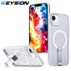 KEYSION Полый чехол с рассеиванием тепла для MagSafe для iPhone 17e 16e Магнитное охлаждение Скрытая подставка Ударопрочная задняя крышка телефона