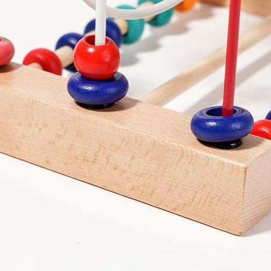 Деревянный лабиринт с бусинами Игрушка Развитие мелкой моторики Обучающая Дошкольное обучение Животное Горка с бусинами Круг Игрушка для малышей Мальчиков Девочек Подарок