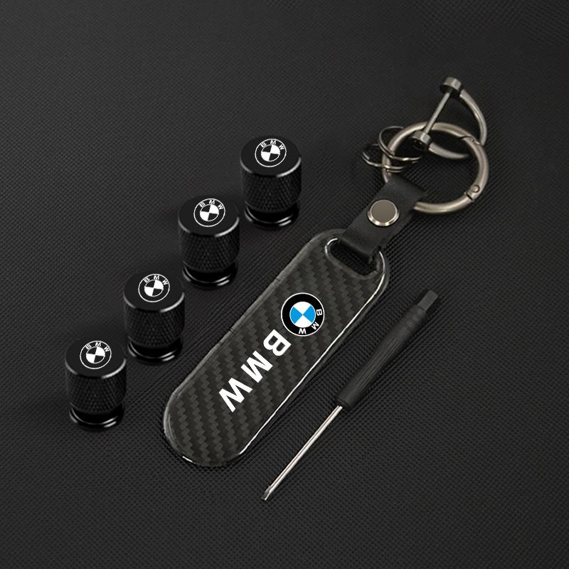 Carbon fiber Tire Valve Stems Cap Keychain Style Wheel Air Valve Cover For BMW X1 X2 X3 X4 X5 X6 X7 GT E53 E70 E71 F25 E84 M