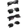 Sheomy Unisex Combo Offer Pack of 4 Shades Glasses Pathan Sunglasses Rectangle Retro Vintage Narrow Women::Men , MKN-223