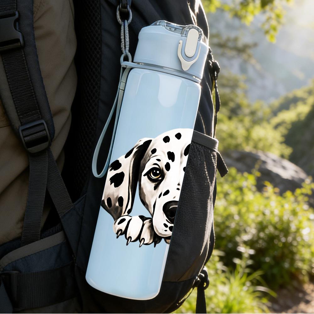 1PC Dalmatian Dog Portrait Graphic,750ml Color Plastic Sports Water Bottle,Leakproof Flip Straw Lid,Suitable for Sports Office Home Use