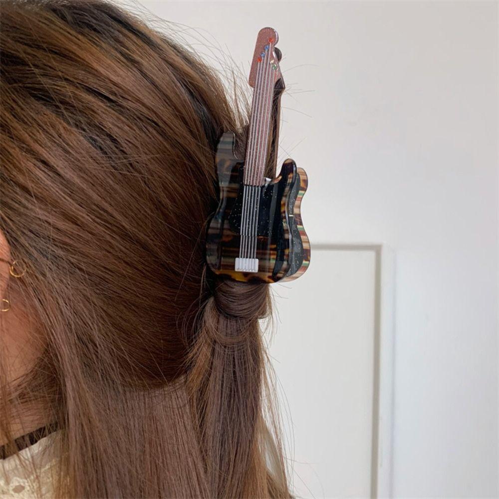 Фортепиано Ацетат Гитара Заколка для волос из ацетата Большая заколка-акула Милая музыкальная заколка для волос На каждый день