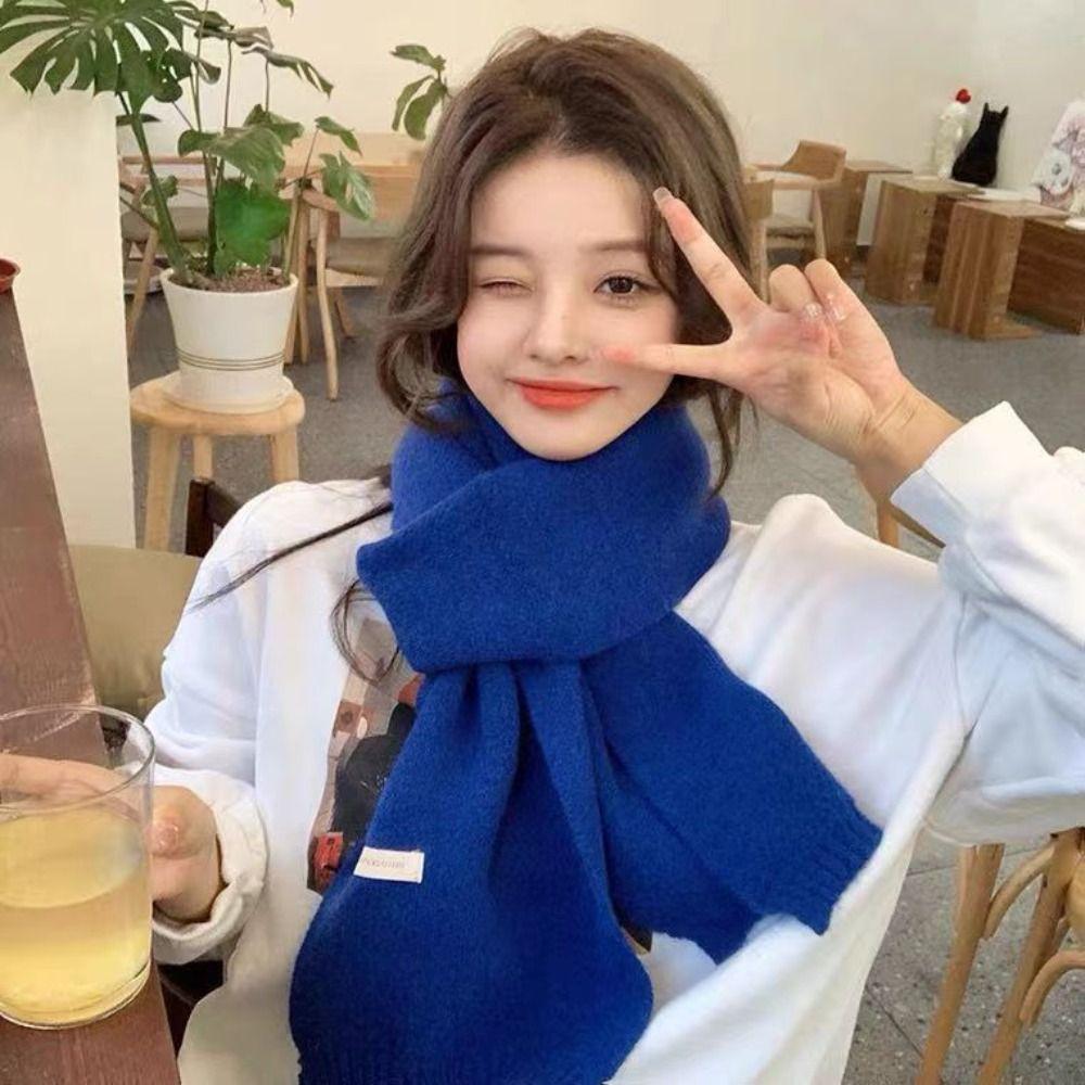 Korean Style Solid Color Scarf Long Neck Cover Shawl Simple Winter Knitting Scarf Girl