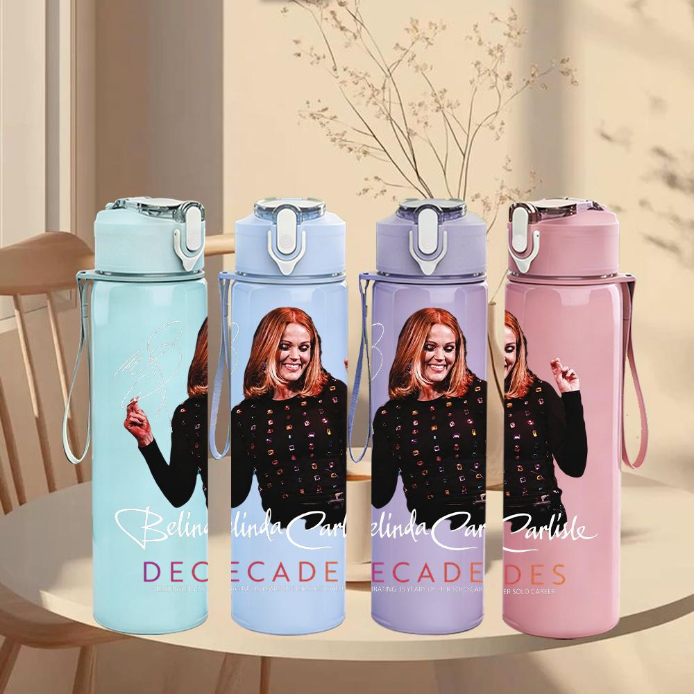 1PC Retro Rock Female Singer Portrait Print 750ml Portable Sports Water Bottle Leakproof Gym Outdoor Travel Drink Cup