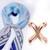 Cross-Border X-Shaped Three-Ring Silk Scarf Brooch for Women