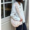 Pleated Lace Polka Dot Dumpling Bag, Drawstring Zipper Crossbody Bag, Commuter Tote Bag
