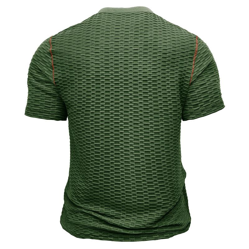 Летняя новая мужская рубашка Henry для мускулистых мужчин, модная мужская спортивная футболка для фитнеса с дышащим коротким рукавом