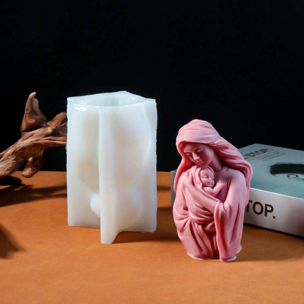Flexible Silicone Candle Mold for Aromatherapical Mother and Child Embrace Designs for Gifts and Craft Supplies