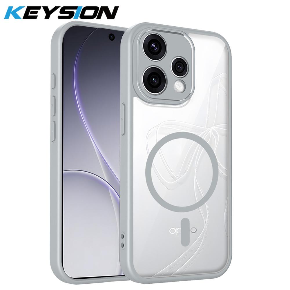 KEYSION Transparent Magnetic Phone Case for OPPO Reno15 Pro Max 5G Silicone+PC HD Clear Shockproof Cover for OPPO Reno15 F 5G