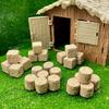 4 шт. Мини-тюки сена Мини-солома Миниатюрная фигурка Искусственное сено Для декора мини-домика Поделка Осенний урожай