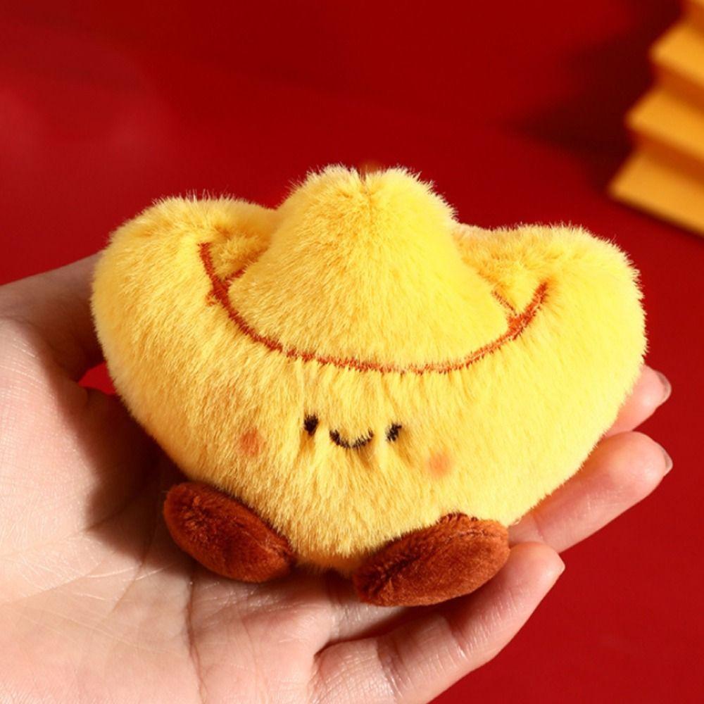 Chinese Style Plush Ingot Keychain Blessing Doll Pendant Creative New Year Keyring  Spring Festival