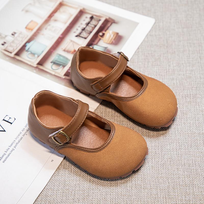 Girls Leather Shoes for Party Wedding Kids Flats Shallow Moccasins Shoes Soft Sole Children Retro Style Mary Janes Shoe 2024 New