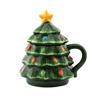 Christmas Tree Mug 16oz, Nostalgic Themed Lidded Tumbler for Coffee Hot Drinks Holiday Gift for Kids Friends Home Office Use