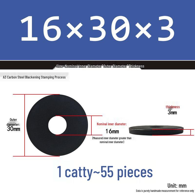 Black Oversized Thickened Round Metal Flat Washer Spacer for Home Use