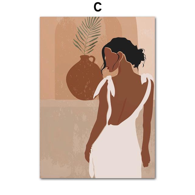 Abstract Fashion Vintage Boho Girl Snake Wall Art Canvas Painting Nordic Posters And Prints Wall Pictures For Living Room Decor No Frame