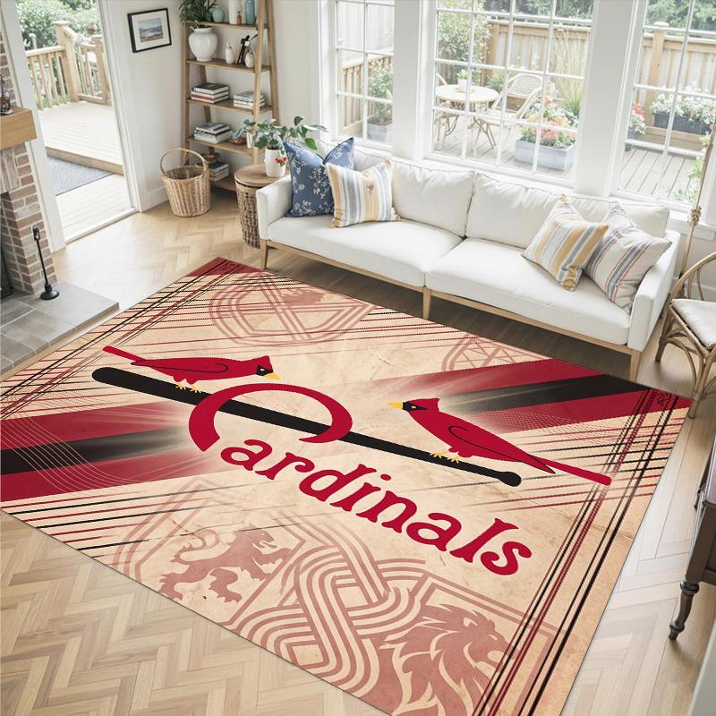 St. Louis Cardinals Design Crystal Velvet Carpet Cozy Non?Slip Printed Rug For Bedroom Living Room Entrance