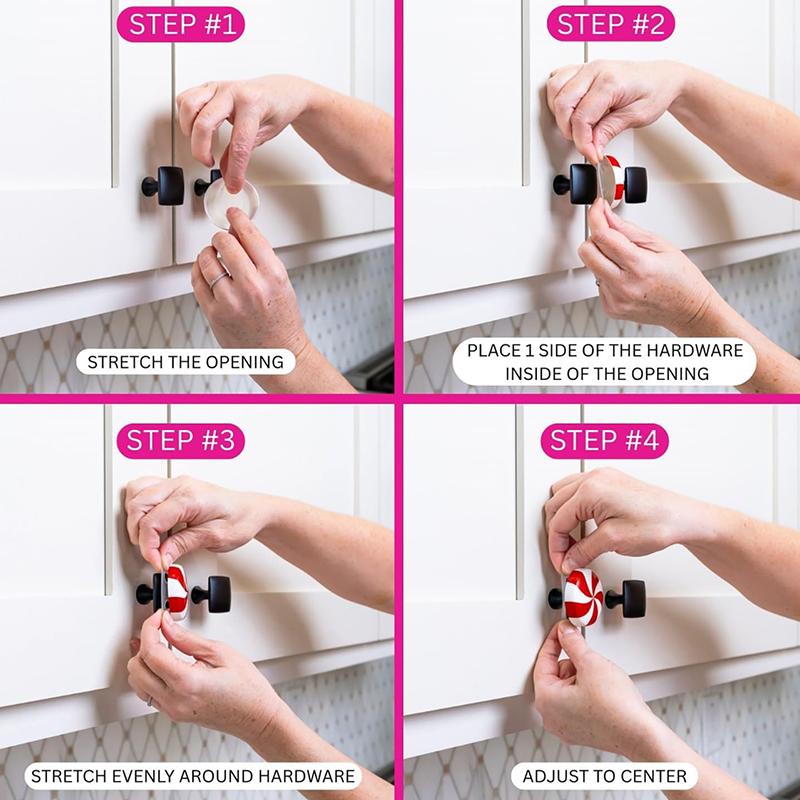 WTEMPO Рождественские декоративные накладки на ручки шкафа Рождественский декор Ручки Силиконовые Красные Накладки-кнопки Защитные чехлы для ручек дверей для кухни Спальни Ящика