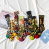 1 пара женских носков, мультяшный кот, цветок, растение, каваий, смешные, повседневные, женские, хрустальные шелковые модные носки, уличная одежда, Харадзюку, носки до щиколотки