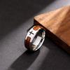 Jewelry Inlaid with Acacia Wood Grain Half Circle Tree of Life Ring Cross Ring