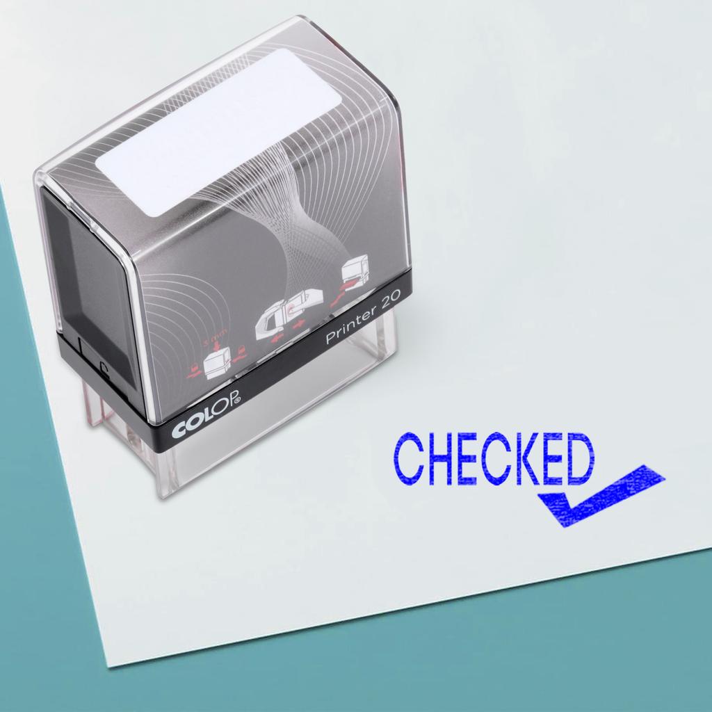 Checked Self Inking Rubber Stamp Custom Colop Office Stationary P20 Mini Stamper