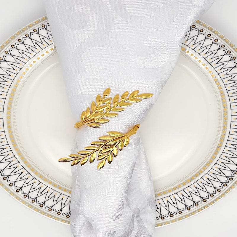 Stylish Gold Wheat Metal Leaf Napkin Rings Enhance Your Harvest Table Decor