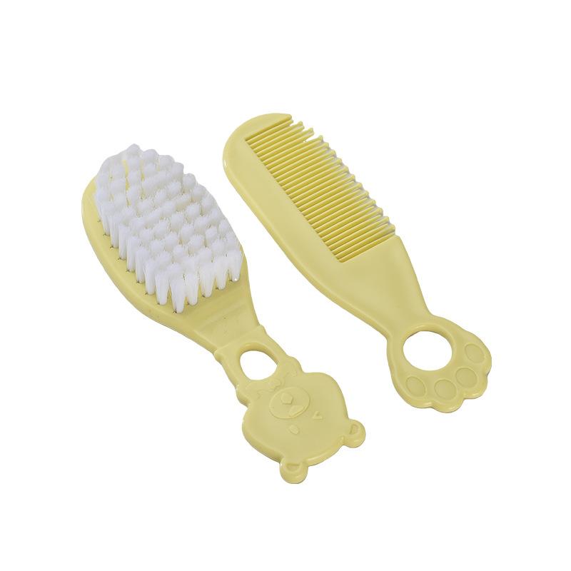 Baby Hair Brush and Comb Set Soft Bristles Gentle Scalp Care Infant Hair Grooming Kit with Bear Design Handle Suitable for Newborns and Toddlers