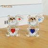 Clear Bear Figurine Valentine's Day Gift I Love You Faux Crystal Bear Ornament Collectible Tabletop Bear Statue for Wedding Birthday Party Gift