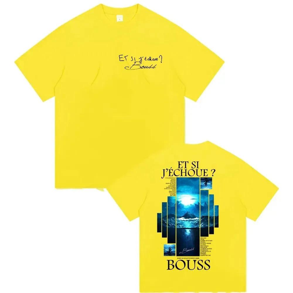 Rapper BOUSS ET SI J'ECHOUE Tour 2025 Graphic T Shirt Men's Retro Hip Hop Short Sleeve T-shirts Pure Cotton Tshirt Streetwear