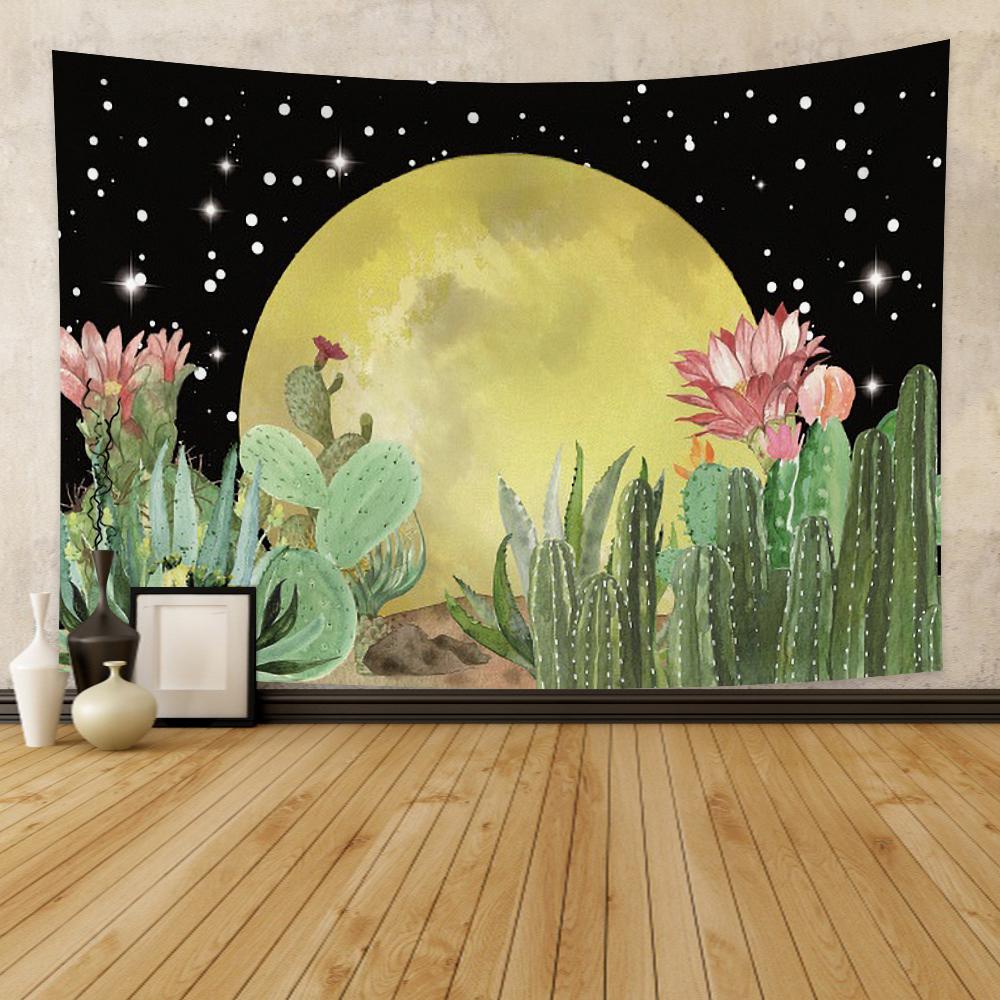 Яркий настенный гобелен с полной луной и звездами, мечтательный ночной вид, гобелен, абстрактный домашний декор, гобелен для спальни, гостиной, общежития