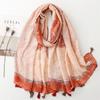 Four Seasons Available Cotton And Hemp Texture Scarf, Elegant Wind Orange Cashew Soft Tassel Silk Scarf, Shawl For Women