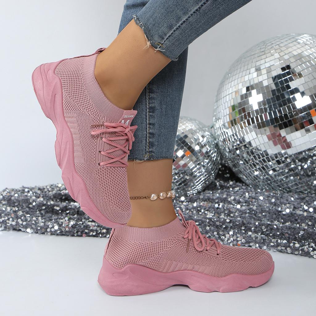 Fashion Women Mesh Breathable Casual Sneakers Lace-up Vulcanized Shoes Ladies Platform Sneakers Female Shoes Plus Size Zapatos De Mujer