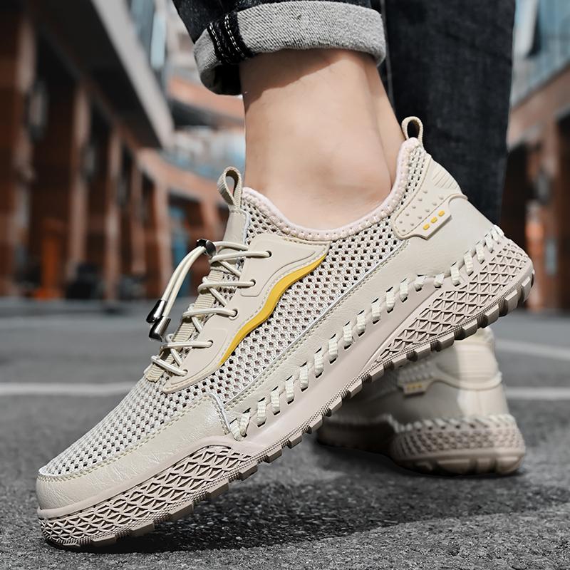 Модные Легкие Мужские Кроссовки для Походов на Открытом Воздухе Нескользящие Мужские Кроссовки Универсальные Сетчатые Балетки Обувь для Трекинга Дышащая Мужская Повседневная Обувь