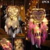 1PC Romantic LED Dream Catcher with Feather Dreamcatcher Night Light Home Bedside Wall Hanging Home Party Wedding Decoration