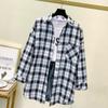 Spring Autumn Plaid Shirt Women Casual Loose Long Sleeve Blouse and Tops Clothes Plus Size