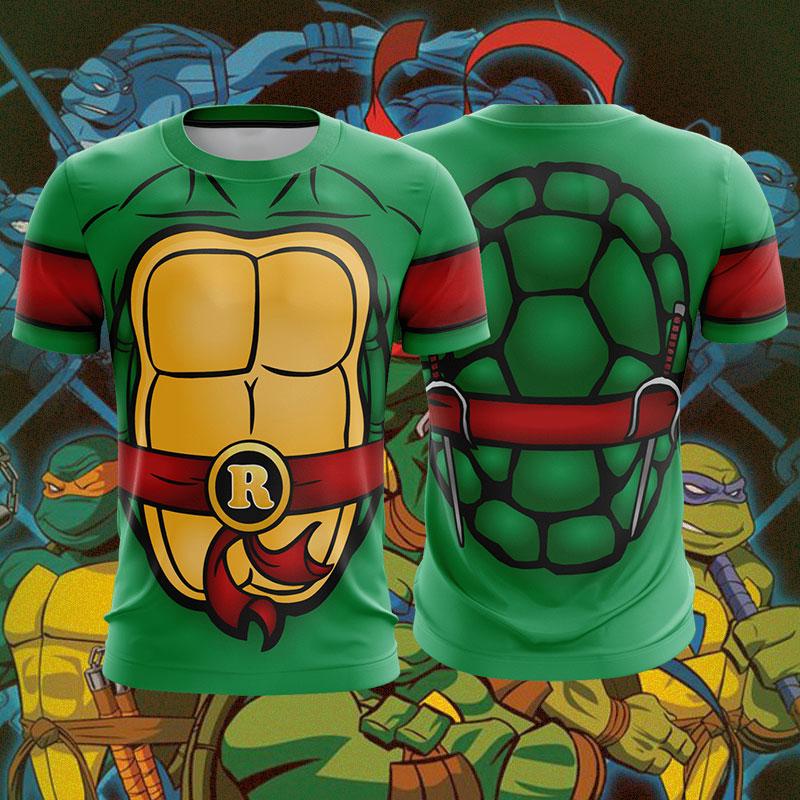 Bandai Подростковые футболки Черепашки-ниндзя TMNT Классический аниме Косплей Костюм Принт по всей поверхности Взрослые Детские Футболка Мужские Летние Забавные Графические Топы