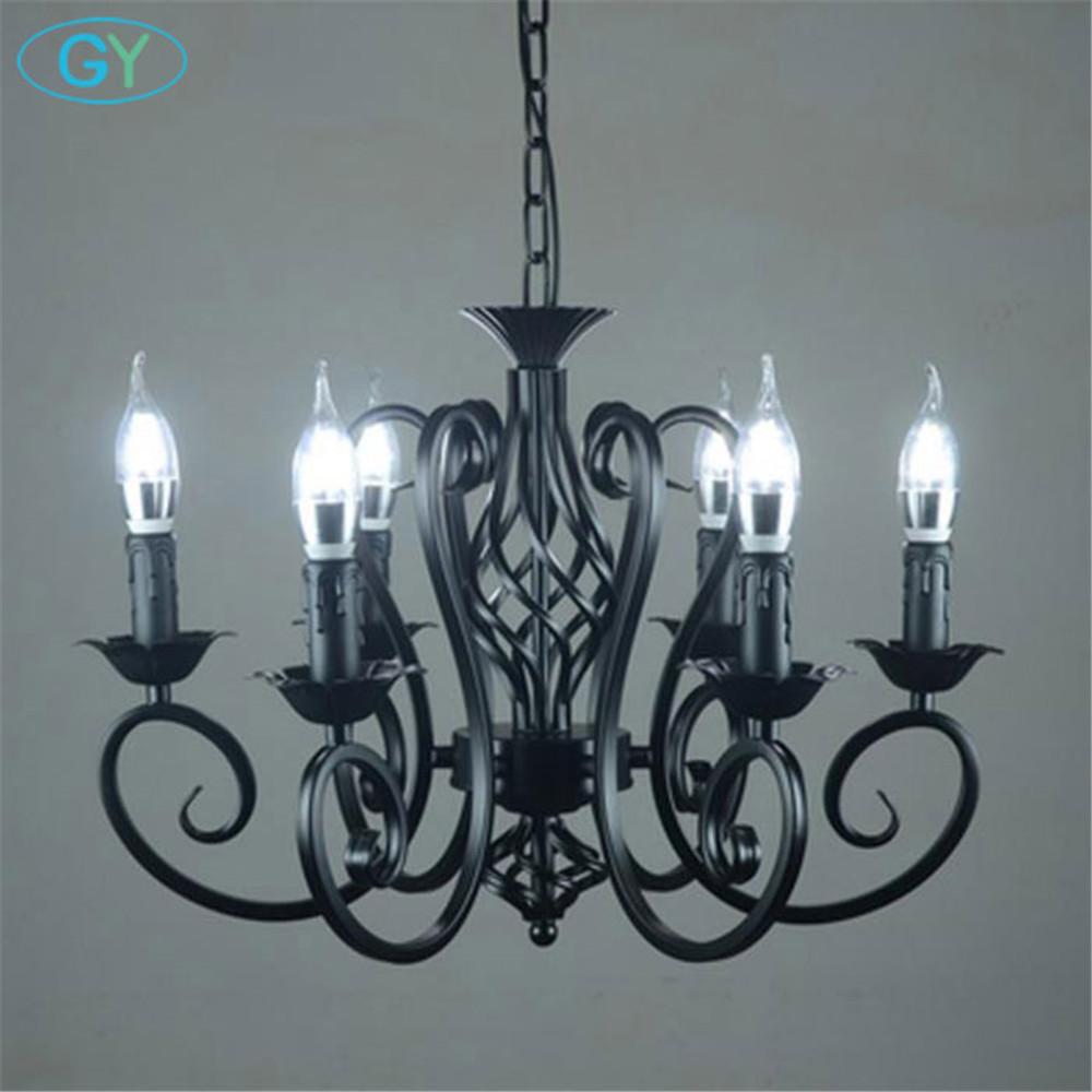 Промышленная люстра из кованого железа на 3, 5, 6 ламп, винтажный подсвечник, ретро, черно-белый подвесной светильник, оптовая продажа