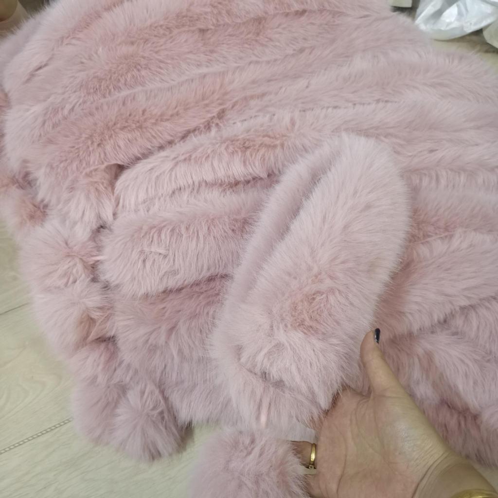 Luxurious Faux Mink Fox Fur Winter Scarf with Ribbon and Pom-Pom Trim